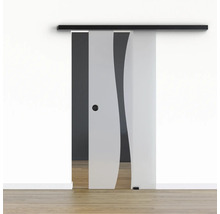 Pertura Glasschiebetür Komplettset Glera Breeze 1025x2050 mm inkl.Beschlag Selir Aluminium schwarz,Griffmuschel