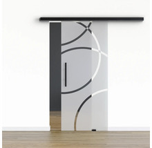 Pertura Glasschiebetür Komplettset Glera Loop 02 900x2050 mm inkl.Beschlag Selir Aluminium schwarz,Stangengriff