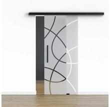 Pertura Glasschiebetür Komplettset Glera Loop 03 775x2050 mm inkl.Beschlag Selir Aluminium schwarz,Stangengriff