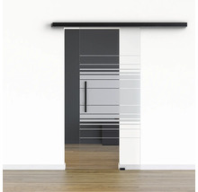 Pertura Glasschiebetür Komplettset Glera Horizon 1025x2175 mm inkl.Beschlag Selir Aluminium schwarz,Stangengriff