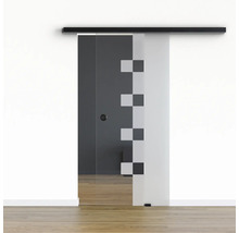 Pertura Glasschiebetür Komplettset Glera Cube 900x2175 mm inkl.Beschlag Selir Aluminium schwarz,Griffmuschel
