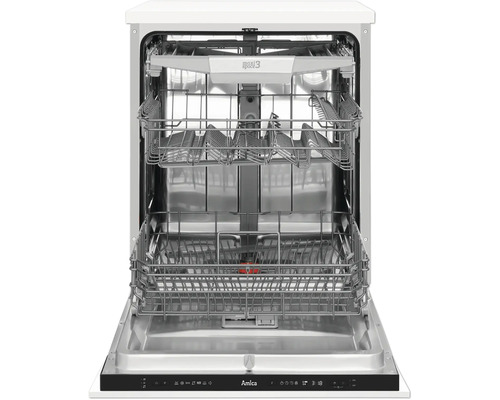 Geöffneter Geschirrspüler mit zwei Spülkörben von Amica