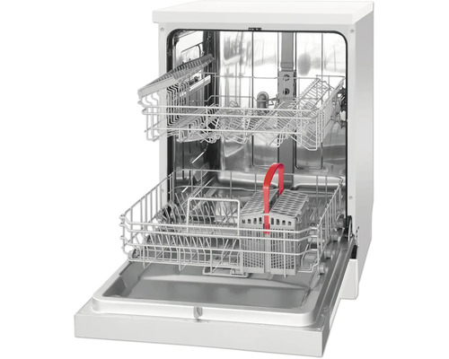 Geöffneter Geschirrspüler mit zwei Geschirrkörben