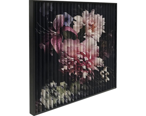 Tableau encadré avec effet d'image 3D Dark Flower 80x80 cm