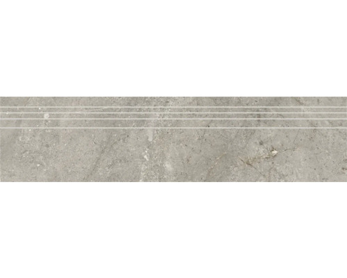 Feinsteinzeug Treppenstufe Anden 29,5 x 120 x 0,9 cm Natural poliert grau