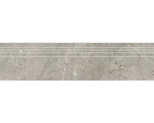 Marche d'escalier en grès cérame fin Anden 29,5 x 120 x 0,9 cm Natural poli gris