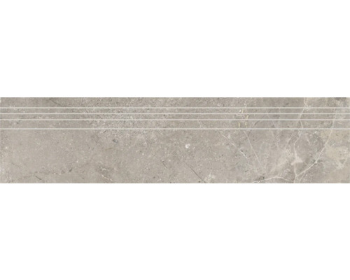 Feinsteinzeug Treppenstufe Anden 29,5 x 120 x 0,9 cm Natural matt grau R9