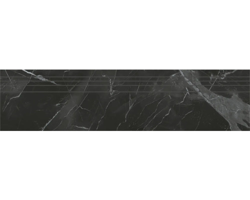 Marche d'escalier en grès cérame fin Carracci 29,5 x 120 x 0,9 cm poli anthracite