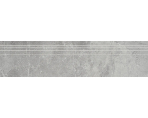 Marche d'escalier en grès cérame fin Discreet 29,5 x 120 x 0,9 cm gris