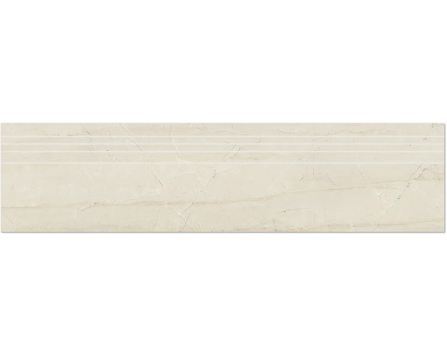 Marche d'escalier en grès cérame fin Living 29,5 x 120 x 0,9 cm cream poli beige