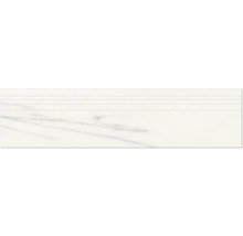 Carrelage blanc aspect marbre avec chants profilés