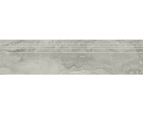 Marche d'escalier en grès cérame fin Sicilia 29,5 x 120 x 0,9 cm Grigio poli gris