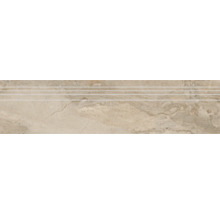 Marche d'escalier en grès cérame fin Sicilia 29,5 x 120 x 0,9 cm Miele poli brun (1 paquet = 3 pièces)-thumb-0