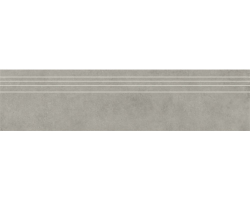 Marche d'escalier en grès cérame fin Structure Gris gris mat 29,5 cm x 120 cm