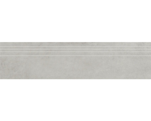 Marche d'escalier en grès cérame fin Structure Perla gris mat 29,5 cm x 120 cm