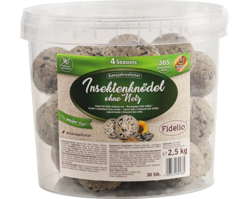 Boules de graisse aux insectes sans filet en seau pour oiseaux sauvages, 2,5 kg