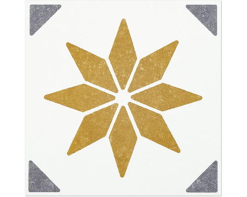 Carreau décoratif avec motif d''étoile et triangles dans les coins