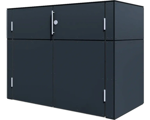 Graue Mülltonnenbox für drei Mülltonnen