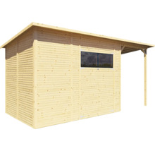 Abri de jardin Bertilo Fineline profilé en forme de losange Modern 4 Plus avec toit en appentis 501 x 231 cm naturel