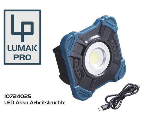 Projecteur LED sur batterie portable IP65 10W 800 lm 5000 K blanc neutre  noir/bleu hxlxp 255x140x145 mm - HORNBACH