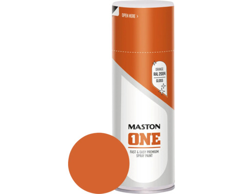Laque à pulvériser ONE Maston brillant orange 400 ml Maston One peinture aérosol orange RAL 2004