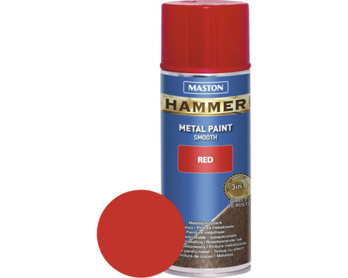 Spray de protection pour métaux Maston Hammer lisse rouge 400 ml Spray de protection pour métaux Maston Hammer lisse rouge 400 ml