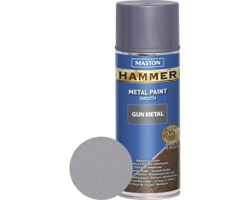 Peinture aérosol Maston Hammer Gun metal smooth protection métal gris 400 ml