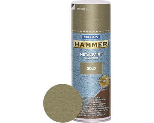 Spray de protection pour métaux Maston Hammer or 400 ml Maston Hammer peinture métallique en aérosol or