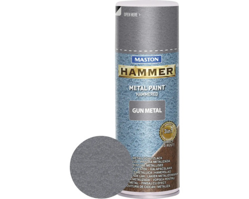 Peinture aérosol Maston Hammer Gun metal protection métal gris 400 ml