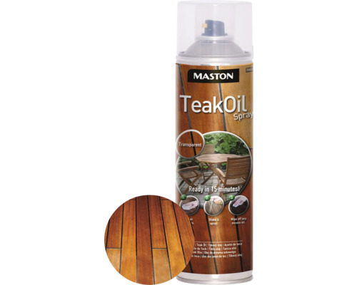 Laque à pulvériser huile de teck Maston claire incolore 500 ml Spray d''huile de teck Mastons pour l''entretien du bois