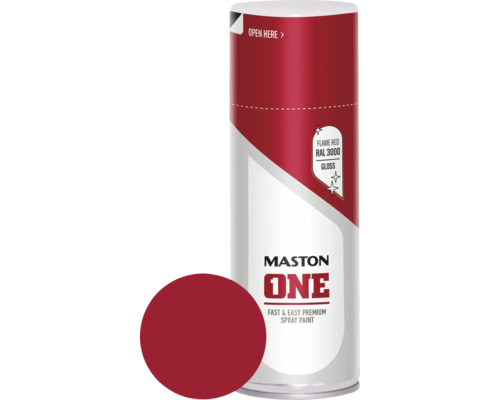 Peinture aérosol Maston ONE! brillante RAL 3000 rouge feu 400 ml