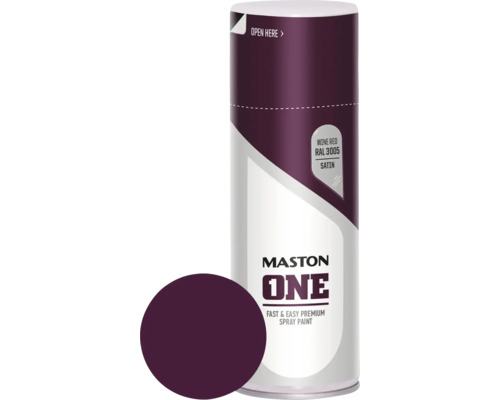 Peinture aérosol Maston ONE! mate satinée RAL 3005 bordeaux 400 ml Peinture aérosol Mastons One rouge vin RAL 3005