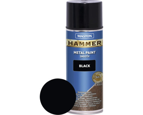 Spray de protection pour métaux Maston Hammer lisse noir 400 ml Spray de protection pour métaux Maston Hammer lisse noir 400 ml