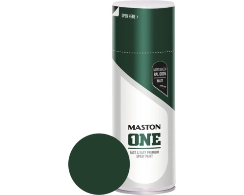 Peinture aérosol Maston ONE mat RAL 6005 Moss Green 400 ml Bombe de peinture Maston vert mousse RAL 6005 mat