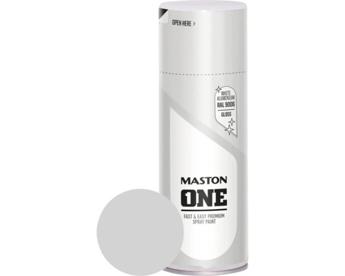 Peinture aérosol Maston ONE! brillante RAL 9006 aluminium blanc 400 ml