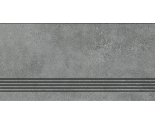 MIRAVA Feinsteinzeug Treppenstufe MANHATTAN Anthracite 30 x 60 x 0,9 cm matt rektifiziert