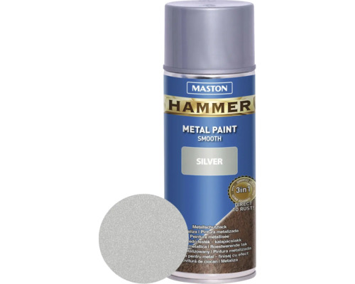 Spray de protection pour métaux Maston Hammer lisse argent 400 ml