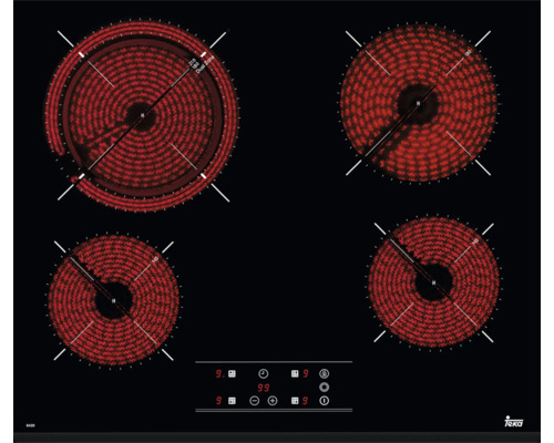 Plaque vitrocéramique avec cadre TEKA 60 x 51,5 mm 4 zones de cuisson TT6420 Table de cuisson vitrocéramique noire Teka avec quatre zones de cuisson