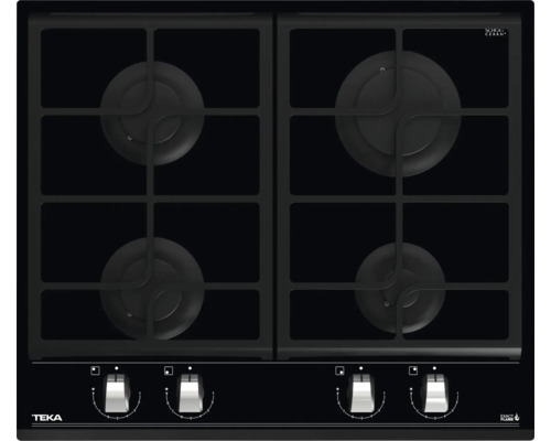 Plaque de cuisson à gaz avec vitrocéramique TEKA 60 x 51 mm 4 foyers GZC64300XBN Table de cuisson à gaz noire avec quatre brûleurs