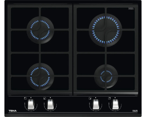 Schwarzer Gaskochfeld mit vier Brennern von Teka