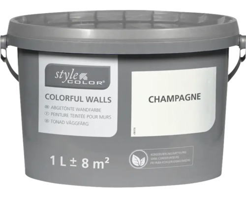 Peinture mur et plafond StyleColor COLORFUL WALLS champagne 1 l Pot de peinture murale teintée Champagne, 1 litre