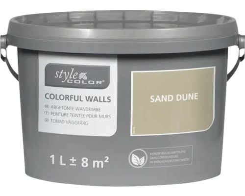 Peinture mur et plafond StyleColor COLORFUL WALLS sand dune 1 l Seau de peinture murale teintée Style Color Dune de sable, 1 litre