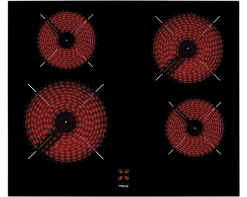 Plaque de cuisson vitrocéramique avec cadre TEKA 60 x 51,5 mm 2 foyers TTC64010PLVBK