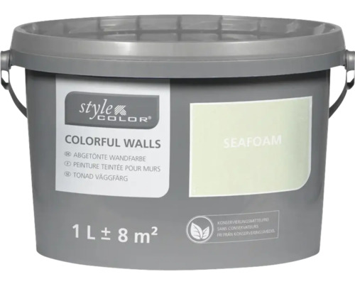 Peinture mur et plafond StyleColor COLORFUL WALLS seafoam 1 l Seau de peinture murale teintée Seafom, 1 litre