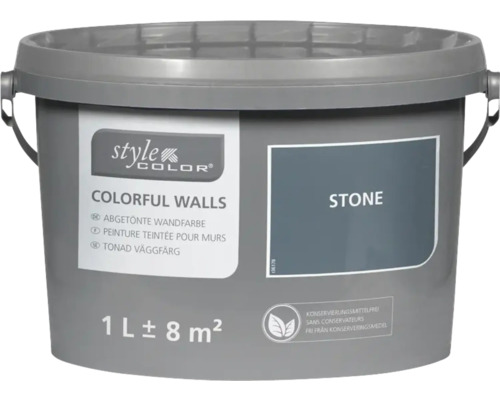 Peinture mur et plafond StyleColor COLORFUL WALLS stone 1 l Seau de peinture murale teintée, teinte Pierre, contenu 1 litre