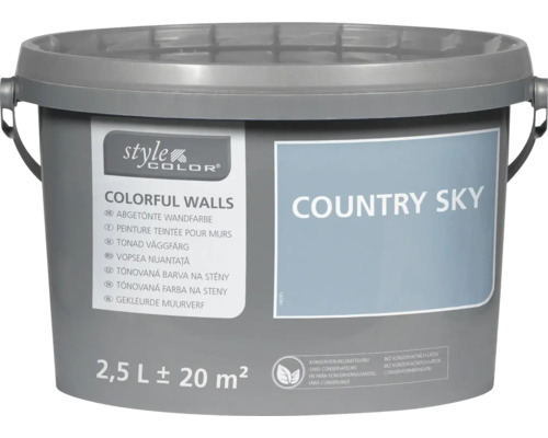 Peinture mur et plafond StyleColor COLORFUL WALLS country sky 2,5 l Seau de peinture murale teintée Country Sky 2,5 litres