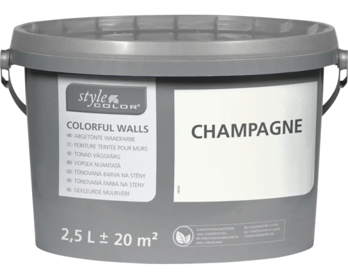 Peinture mur et plafond StyleColor COLORFUL WALLS champagne 2,5 l Seau de peinture murale teintée, couleur Champagne, contenu 2,5 litres
