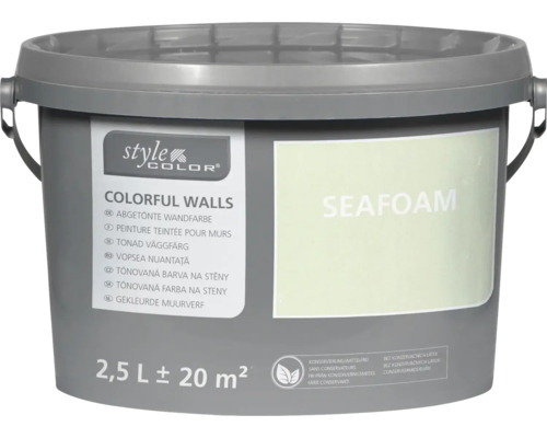 Peinture mur et plafond StyleColor COLORFUL WALLS seafoam 2,5 l Pot de peinture murale teintée Seafom, 2,5 litres
