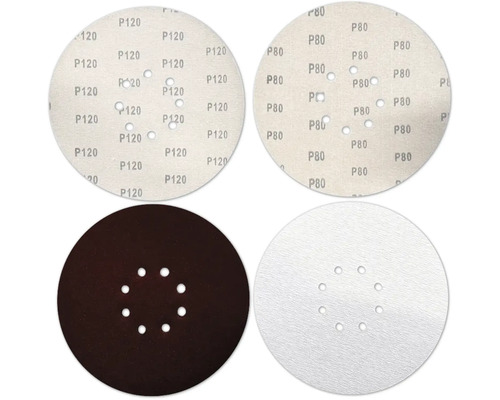 Disques abrasifs 225 mm, 50 disques abrasifs, 6 trous 120 papier abrasif  pour ponceuse grain, papier