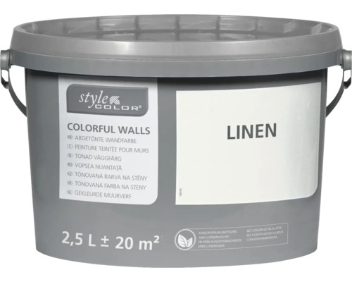 StyleColor COLORFUL WALLS Wand- und Deckenfarbe leinen 2,5 L Eimer mit abgetönter Wandfarbe, 2,5 Liter